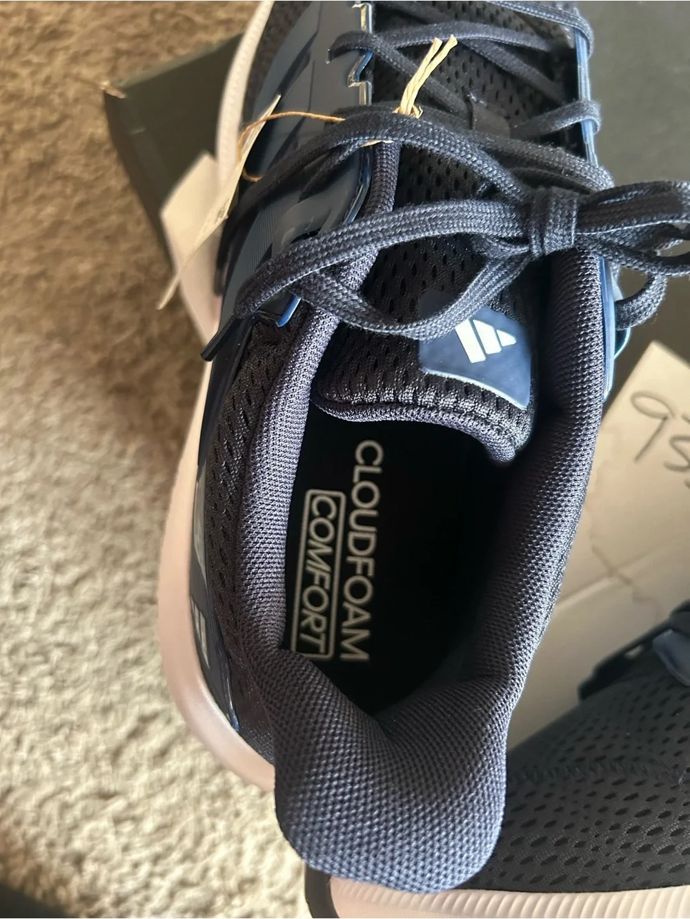 adidas Navy Athletic Running Shoes with White Sole